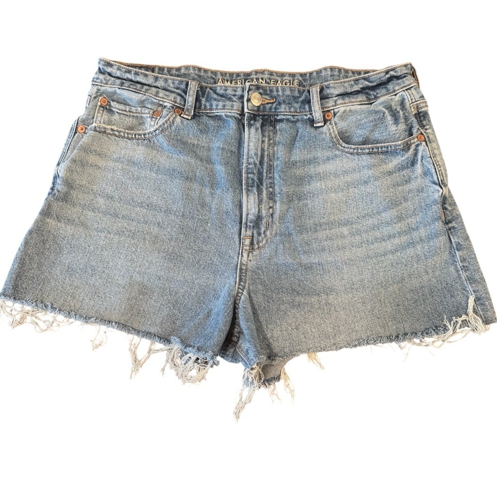 American Eagle Jean Short Cut Off Hem Blue Size 12 Strigid